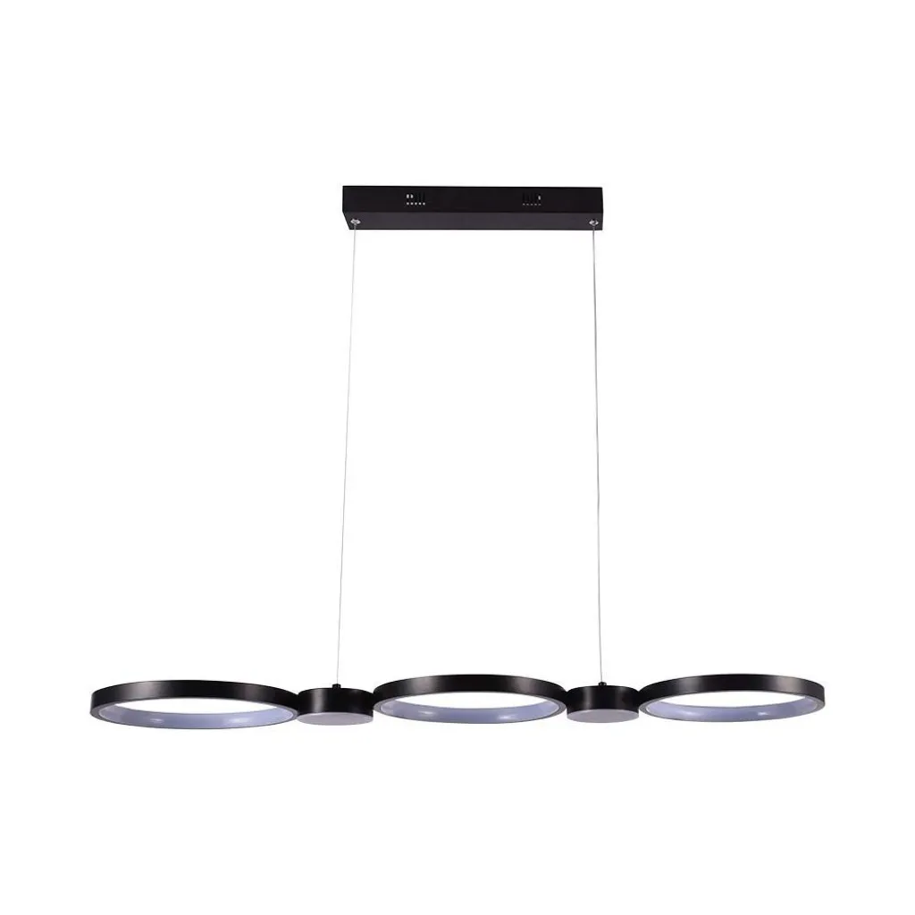 V-TAC Lampadario LED a Sospensione con 3 Cerchi 38W in Metallo Colore Nero 97.4*26*110cm 3000K - immagine 1