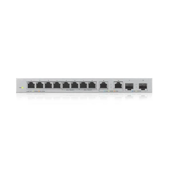Zyxel XGS1010-12 - Switch Unmanaged 8 Porte Gigabit 2 2.5GBE 2 Sfp+ 10GBE Design Senza Ventole DESKTOP/RACK XGS1010-12-ZZ0102F - immagine 1