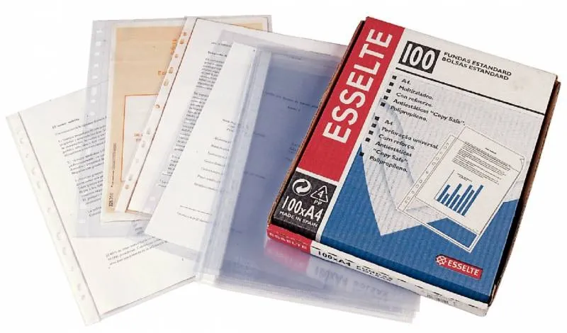 Portadocumenti Esselte Folio PVC Liscio Qualità Standard Multiforo-16 Trasparente - immagine 1