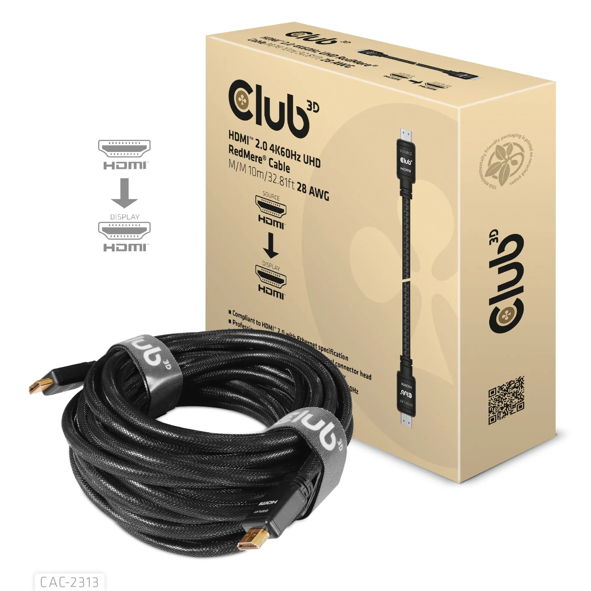 Club3D Hdmi 2.0 Male To Hdmi 2.0 Male High Speed 4K60Hz Uhd - Redmere 10M/32.8Ft - immagine 1