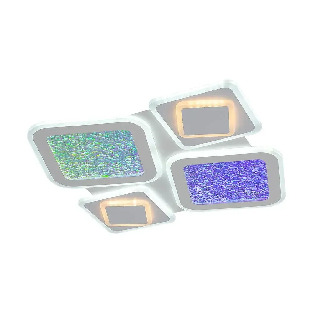 V-TAC Lampadario LED 80W Quadrato Decorativo con Telecomando IR Bianco CCT Dimmerabile - immagine 1