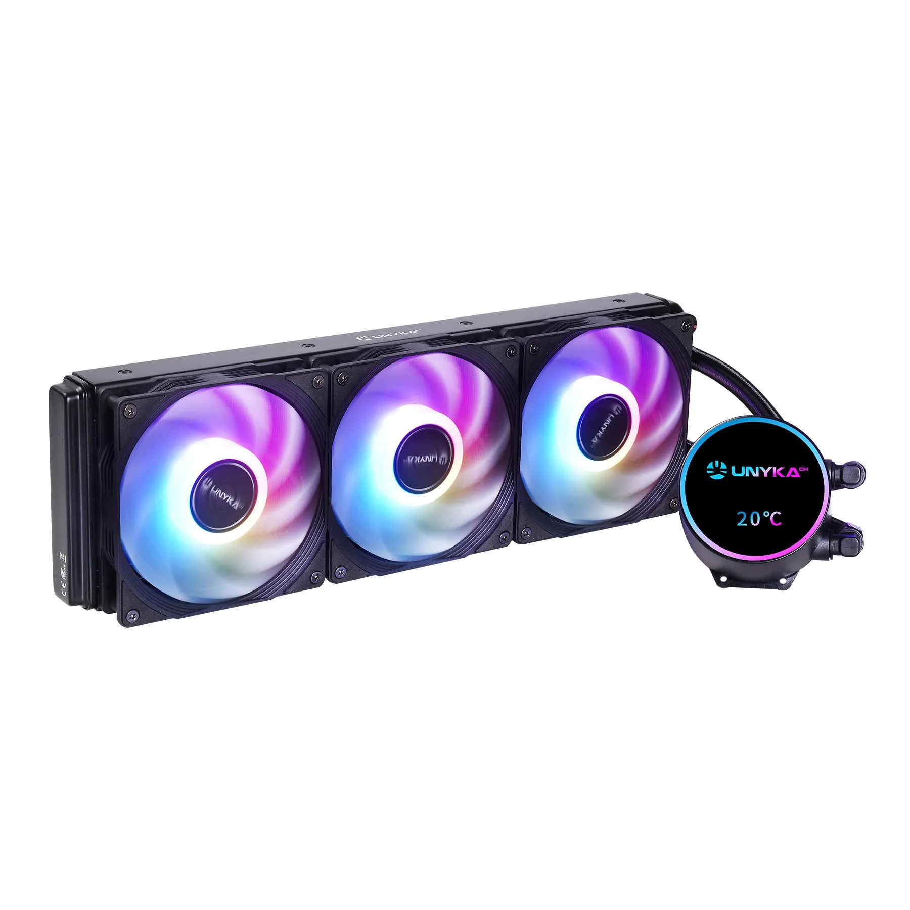 Kit di raffreddamento a liquido Unykach Aquastorm NEO 360 - 3 ventole da 120 mm - Illuminazione RGB - Visualizzazione della temperatura della CPU - Tubi da 38 mm - immagine 1