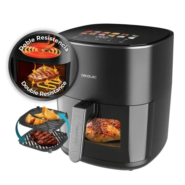 Cecotec Cecofry and Grill 6500 Friggitrice ad aria 3 in 1 - 2200W - Capacità 65L - Grill - Pietra refrattaria per pizza - Temperatura regolabile - Finestra di visualizzazione - Doppio elemento riscaldante - Nero - immagine 1