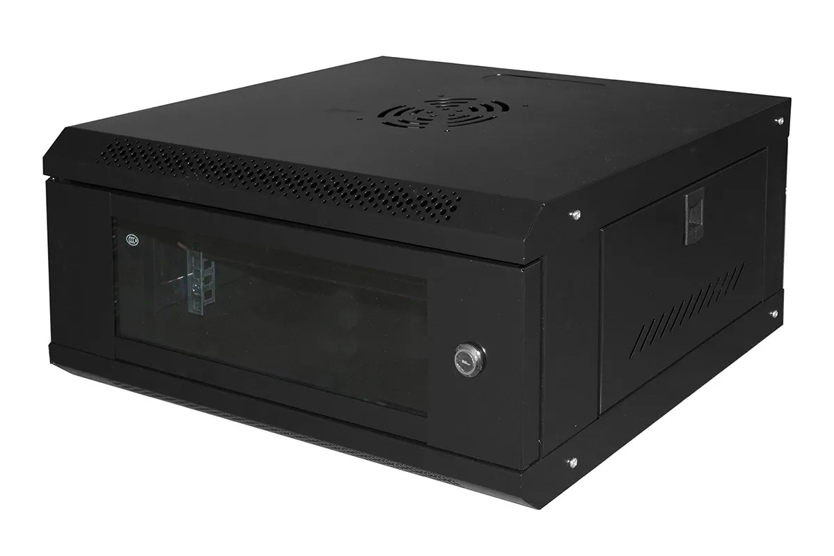 Armadio Rack 19 4U Link Serie Light Colore Nero Con Porta Vetro (Axpxl) Mm 240X400X530 Ripiano Incluso - immagine 1