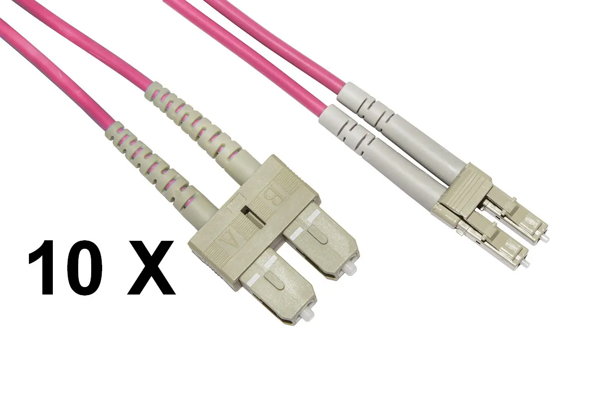Cavo Fibra Ottica 1Mt Lc/Sc 10*Pz Multimodale Duplex Om4 50/125 Lsoh - immagine 1