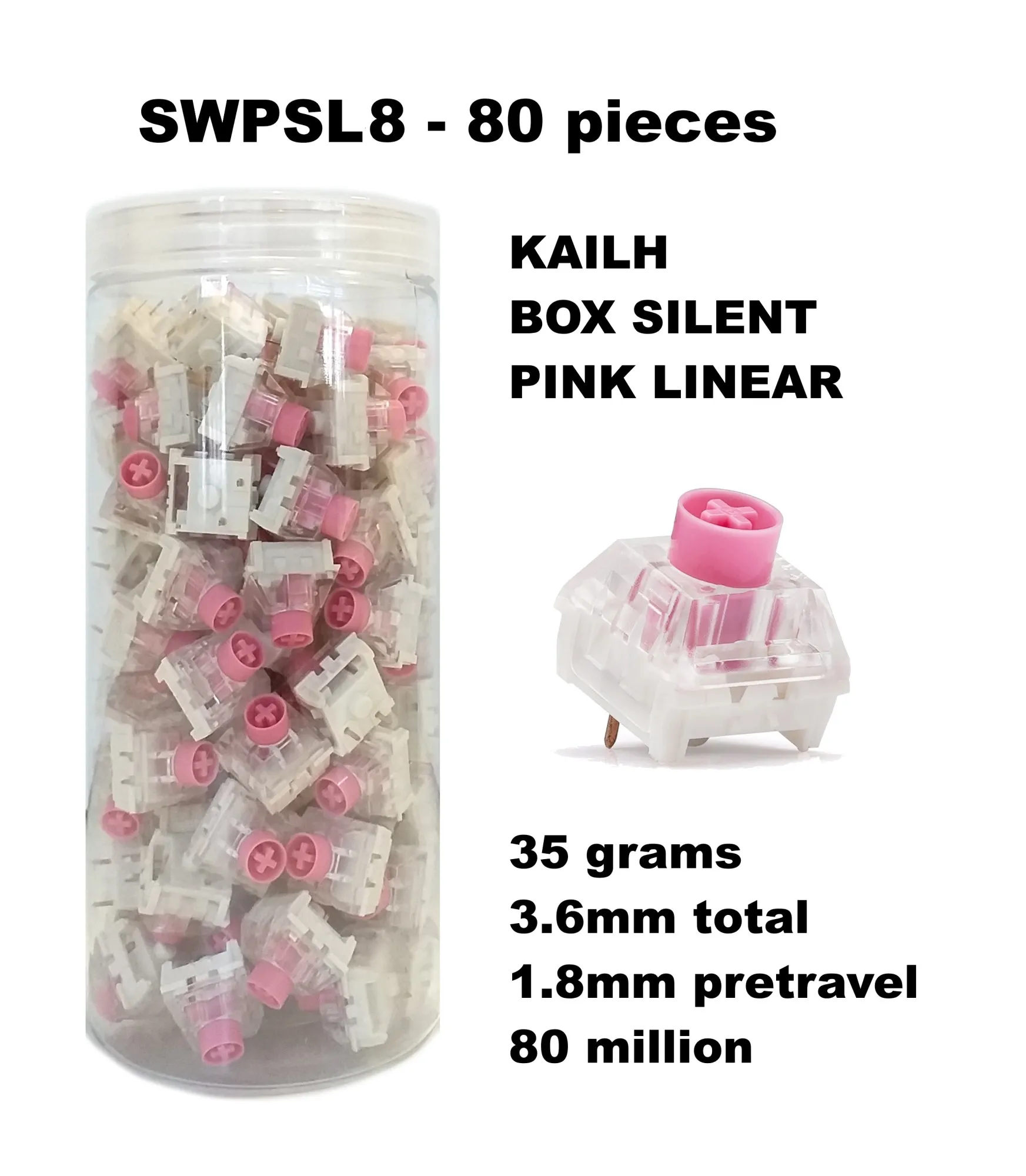 Set 80 Sottotasti Switch Kailh Box Silent Pink Linear - immagine 1