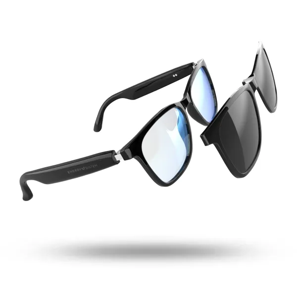 Occhiali Energy Sistem RayFlex Music Bluetooth - Lenti anti-luce blu + lenti magnetiche polarizzate con protezione UV400 - Riproduzione musicale - Microfono e assistente vocale - IPX5 - Controllo touch - Nero - immagine 1