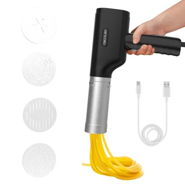 Cecotec Fun EasyPasta Macchina per pasta e churros - 40W - Portatile - Capacità 200g - Include 3 dischi per pasta - Disco esclusivo per churros - Senza fili - 50 utilizzi per carica - Nero - immagine 1