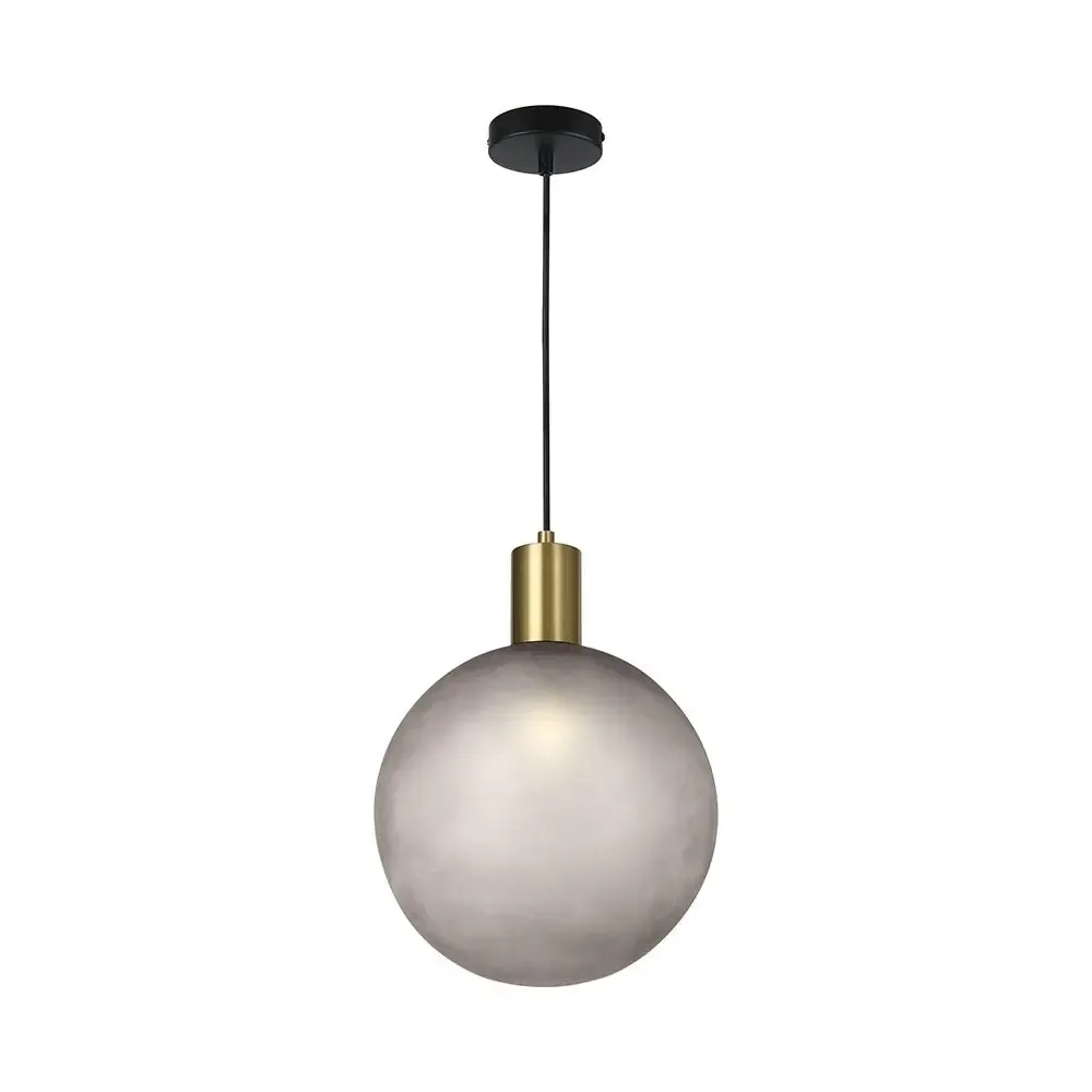 E27 Decorative Hanging Lamp (D100*H25Mm) Brished Brass+Smokey Grey - immagine 1