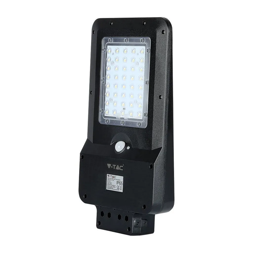V-TAC Armatura Stradale LED SMD 15W con Pannello Solare Colore Nero 4000K IP65 - immagine 1