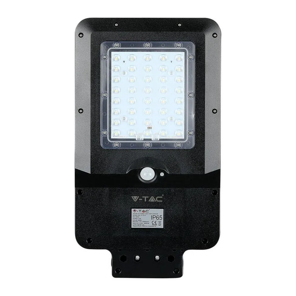 V-TAC Armatura Stradale LED SMD 15W con Pannello Solare Colore Nero 6000K IP65 - immagine 1