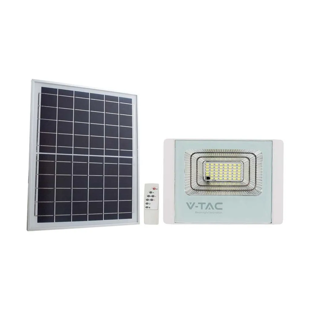 V-TAC Faro LED con Telecomando e Pannello Solare 20W Colore Bianco 4000K IP65 - immagine 1