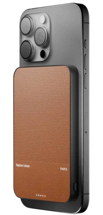 Native Union (Re)Classic Power Bank magnetico Qi2 MagSafe 5000 mAh USB-C colore Marrone Tangerin - immagine 1