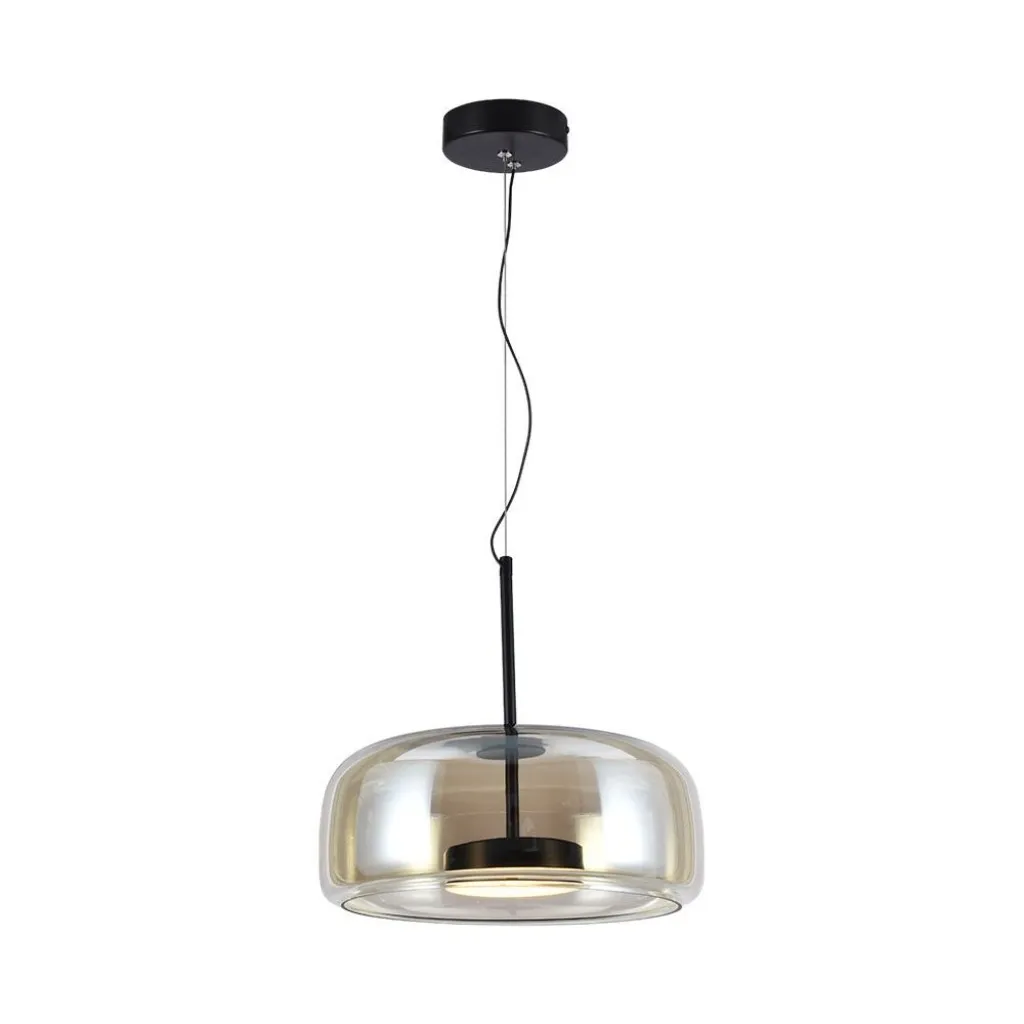V-TAC Lampada LED a Sospensione 6W in Metallo e Vetro Colore Nero con Finiture Ambrate H1350x330mm 3000K IP20 - immagine 1