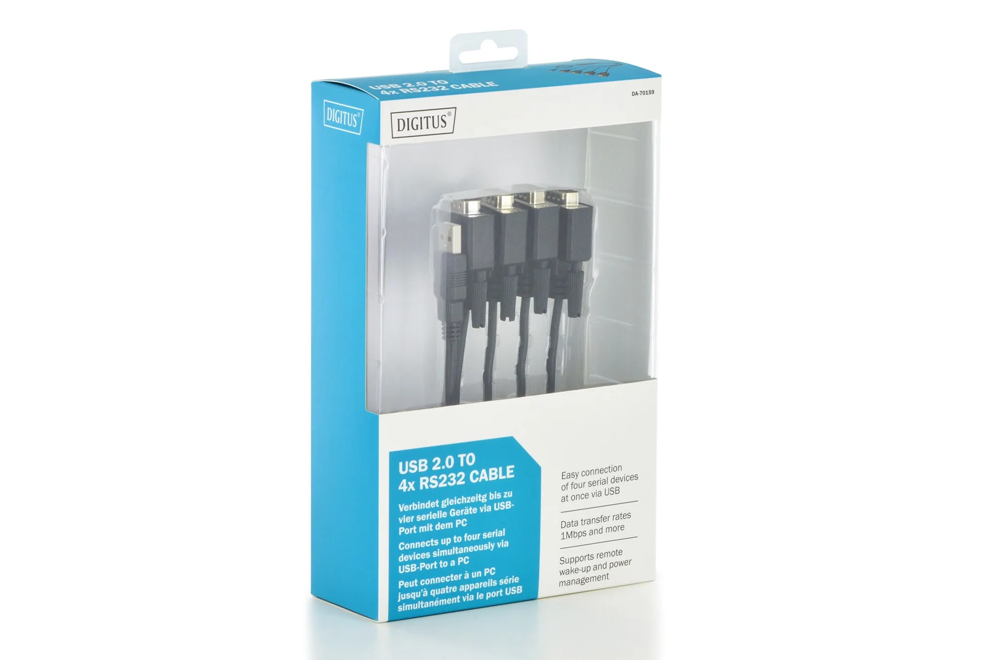 Cavo Adattatore Digitus Da Usb 2.0 A 4 Porte Seriali 9 Poli Rs232 - immagine 1