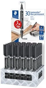 Staedtler Lumocolor 348 Espositore da 30 pennarelli indelebili a doppia punta - Asciugatura rapida - Colore nero - immagine 1