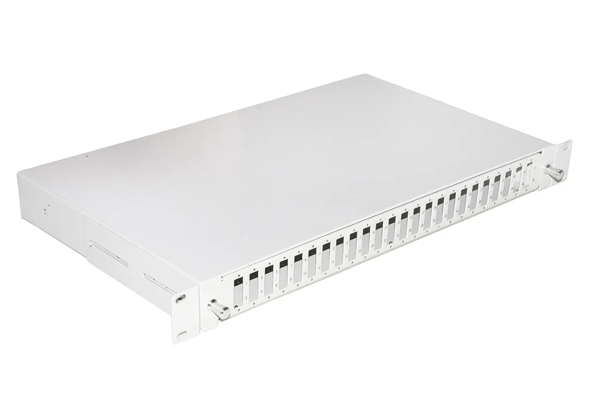 Cassetto Fibra Ottica 24 Porte Per Adattatori Sc Duplex 1 Unita Per Installazione 19 Grigio Con Binari Telescopici - immagine 1