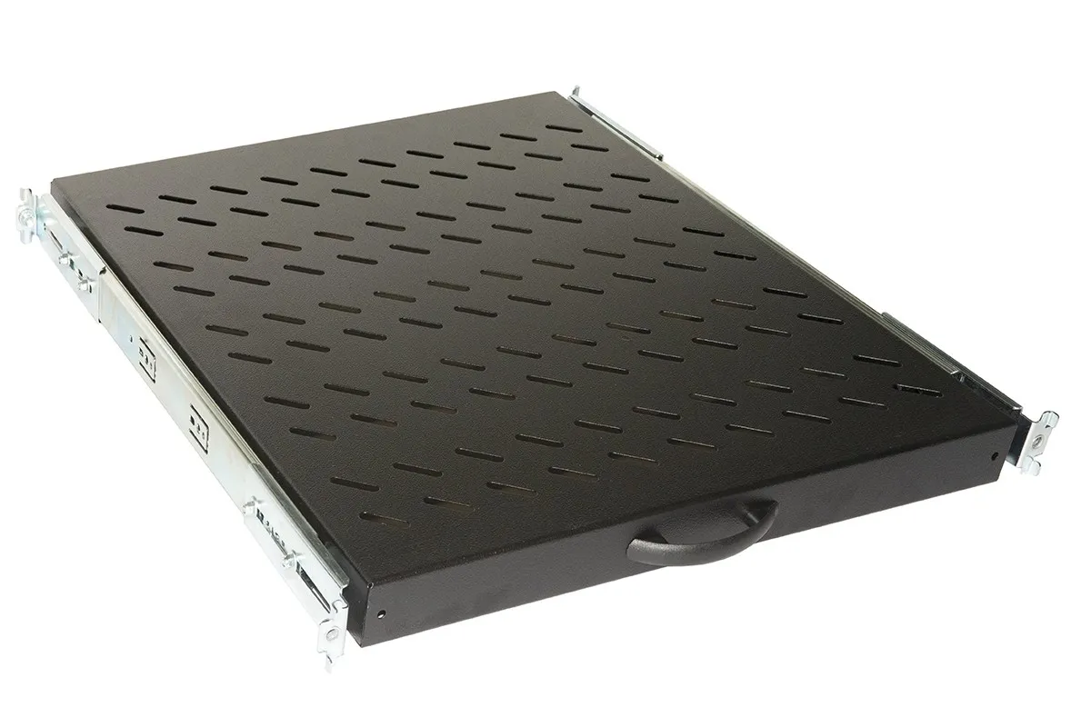Ripiano Universale Per Armadio Rack Estraibile Su Binari Telescopici 1 Unita' Nero 570 0Mm. - immagine 1