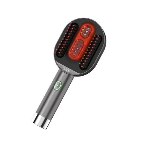Asciugacapelli XO FG12 con spazzola e funzione massaggio - Potenza 5W - Batteria 1500mAh - Terapia con luce rossa - Grigio - immagine 1