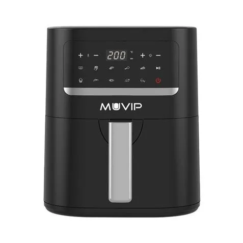 Muvip Friggitrice ad Aria Calda 4.5L 1600W Touch Screen - 10 Programmi Preimpostati - Cuocere con l 80% di Grassi in Meno - Pentola Antiaderente - Temperatura Regolabile 50-200ºC - Colore Nero - immagine 1