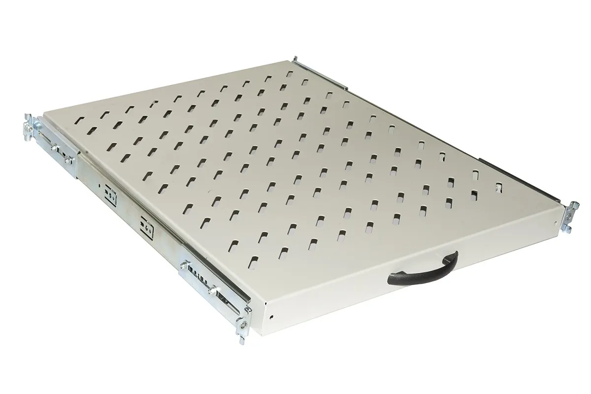 Ripiano Universale Per Armadio Rack Estraibile Su Binari Telescopici 1 Unita' Grigio 570 Mm. - immagine 1