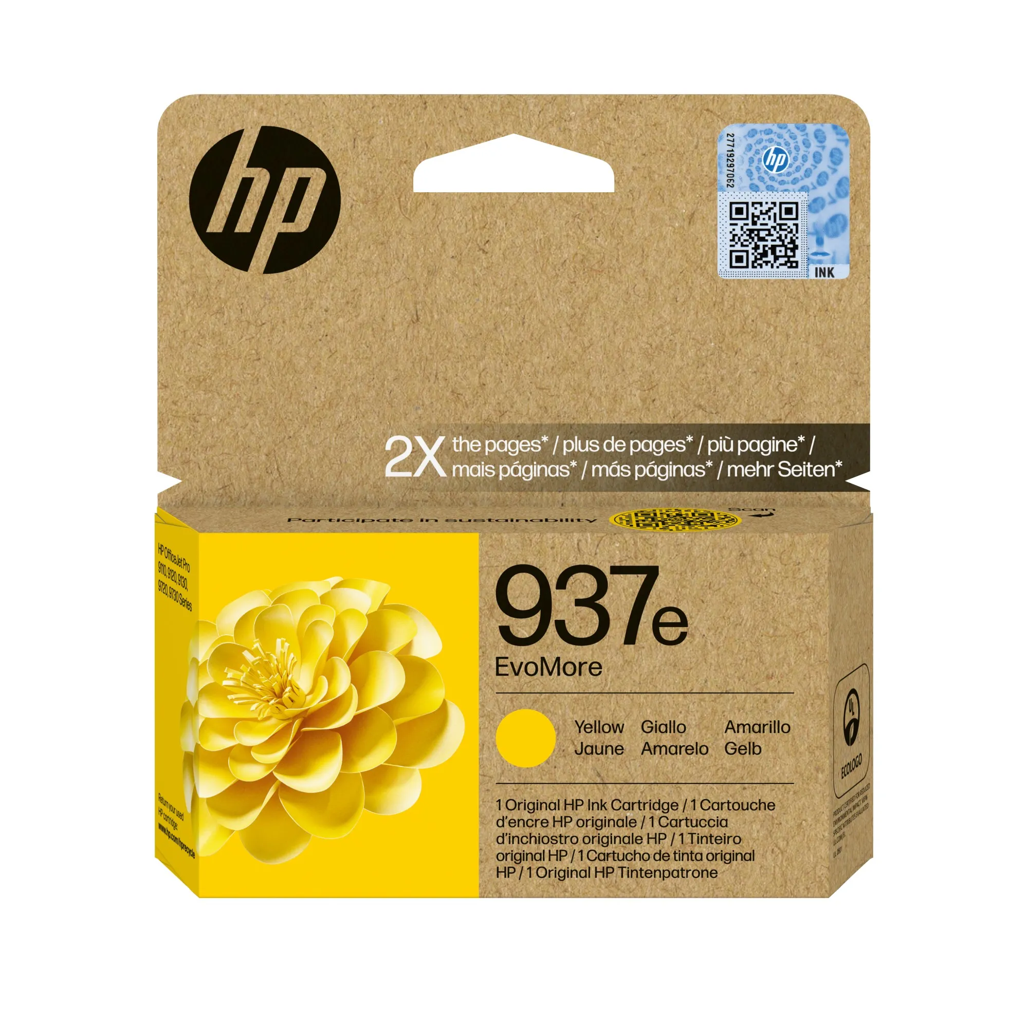 HP Cartuccia di inchiostro giallo originale 937e EvoMore - immagine 1