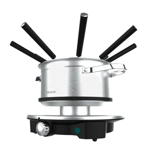 Cecotec Fun Gourmet Fondue Advance Fonduta elettrica - 1500W - Acciaio inossidabile - Termostato - Capacità 17L - 8 forchette - Pentola antiaderente - Lavabile in lavastoviglie - Coperchio con protezione antispruzzo - immagine 1