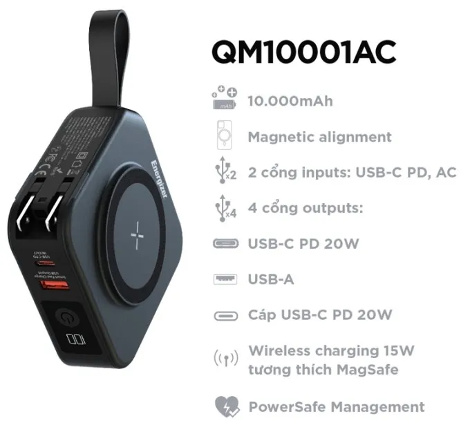 Power Bank Max 10000Mah Usbc Quad Portable - immagine 1