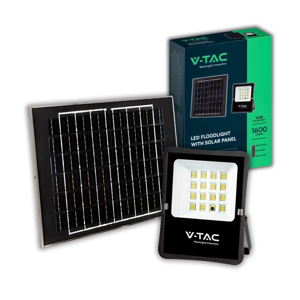 V-TAC Faro LED con Telecomando e Pannello Solare 15W 4000K - immagine 1