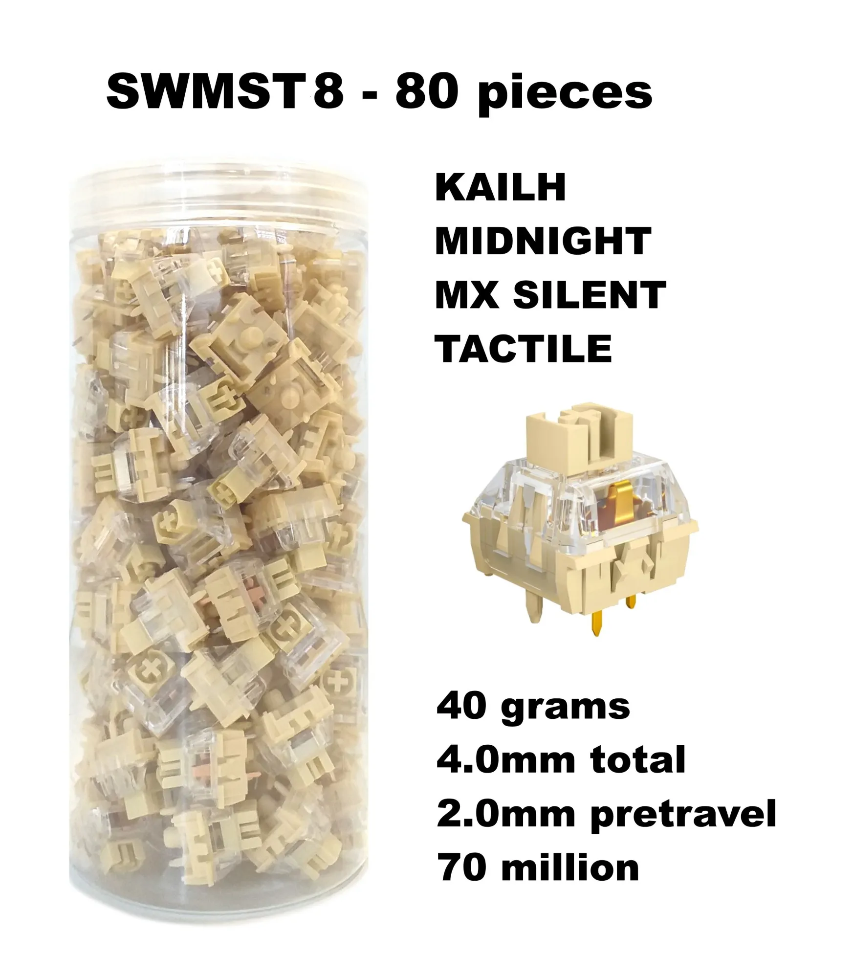 Set 80 Sottotasti Switch Kailh Midnight Mx Silent Tactile - immagine 1