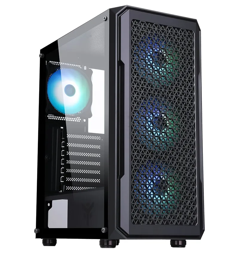 Itek Case Six Triangle - Gaming Middle Tower 4X12Cm Argb Fan Usb3 Side Panel Temp Glass - immagine 1