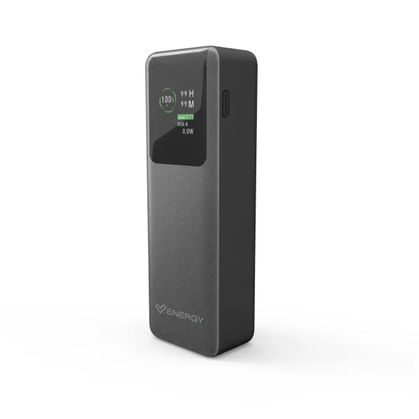 Powerbank Energy Systems Display Pro da 20000 mAh - 100 W - Display a colori - Tecnologia di erogazione di energia intelligente - 2 porte per la ricarica simultanea - USB-C e USB-A - Sensore NTC - Colore grafite - immagine 1