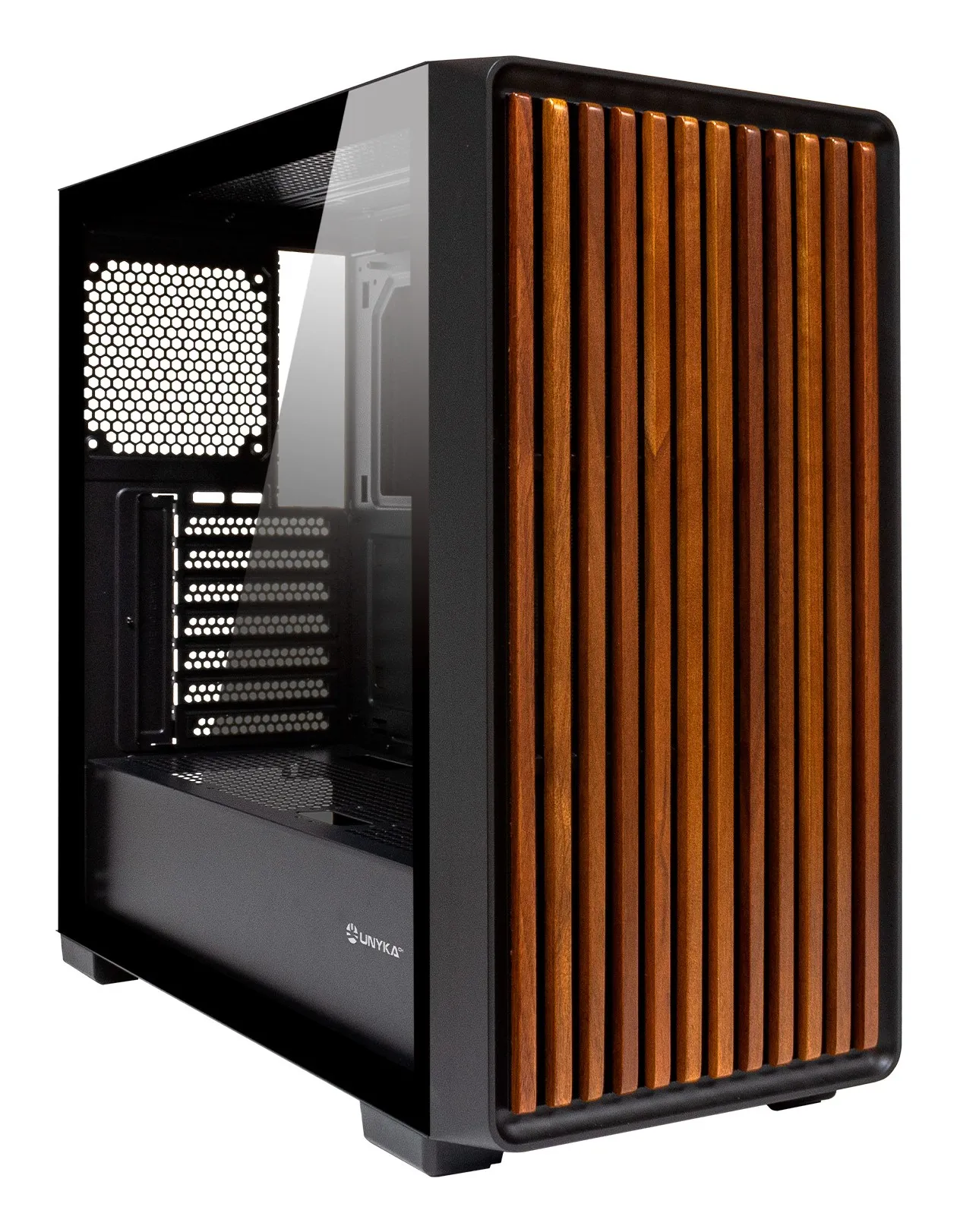 UNYKAch UK121804 computer case Midi Tower Nero Legno - immagine 1