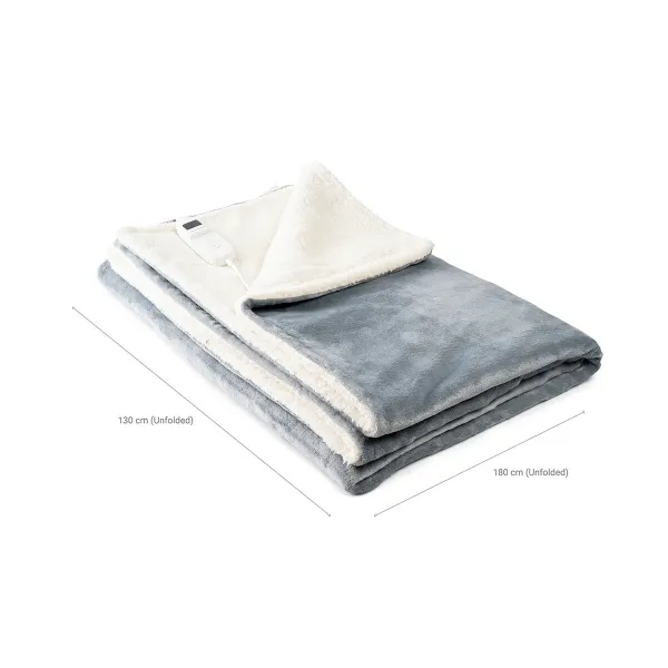 Coperta elettrica Innovagoods Heklet - 160W - Cavo da 235cm - Temperatura regolabile - Timer - Spegnimento automatico - Riscaldamento rapido - 130x180cm - Grigio e bianco - immagine 1