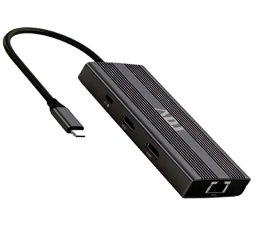 Docking Type C 7 In 1 C/Psu 65W Adj Usb3.0*3+Hdmi*2+Rj45+Pd Fino A 100W - immagine 1