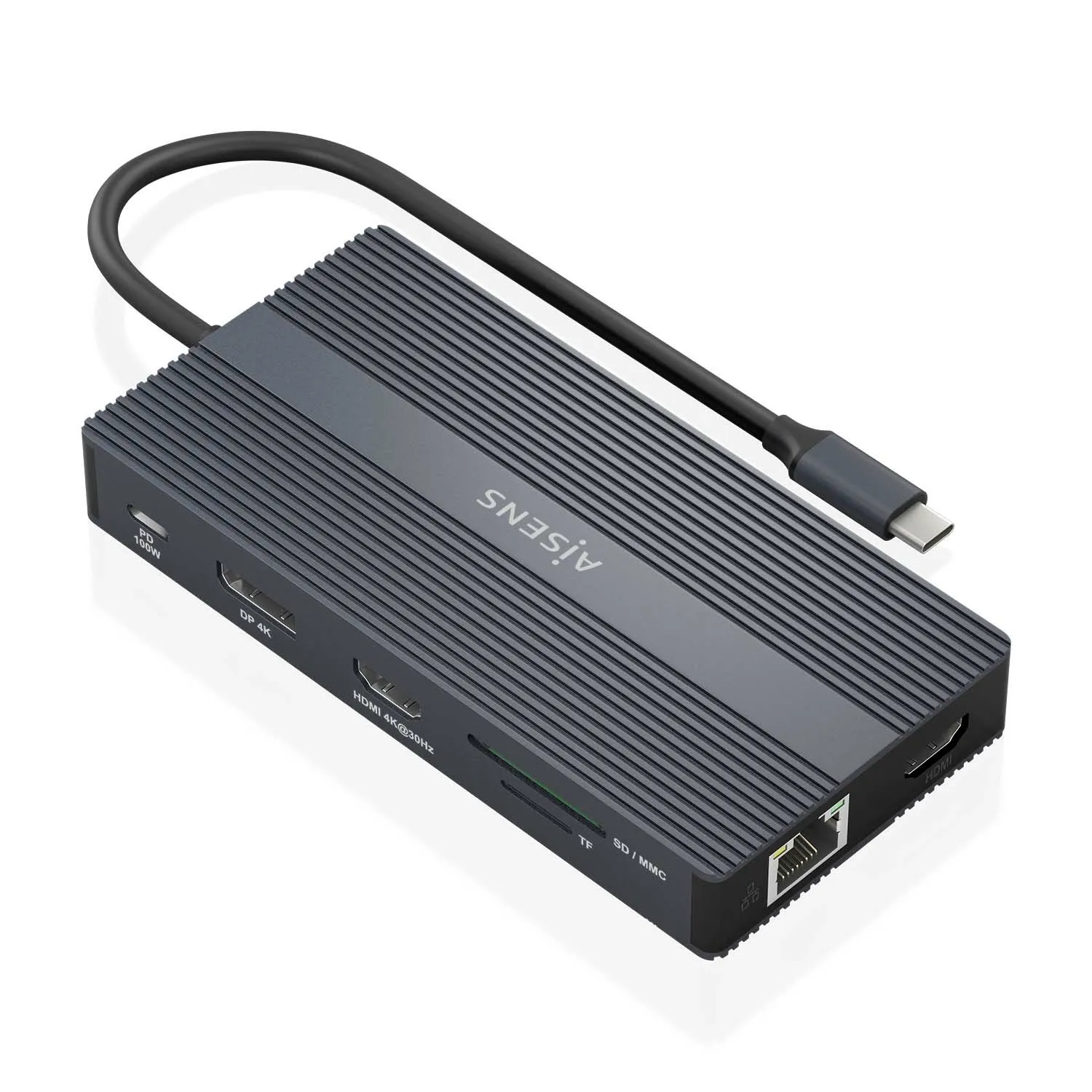 AISENS ASUC-12P017-GR replicatore di porte e docking station per laptop Cablato USB 3.2 Gen 1 (3.1 Gen 1) Type-C Grigio - immagine 1
