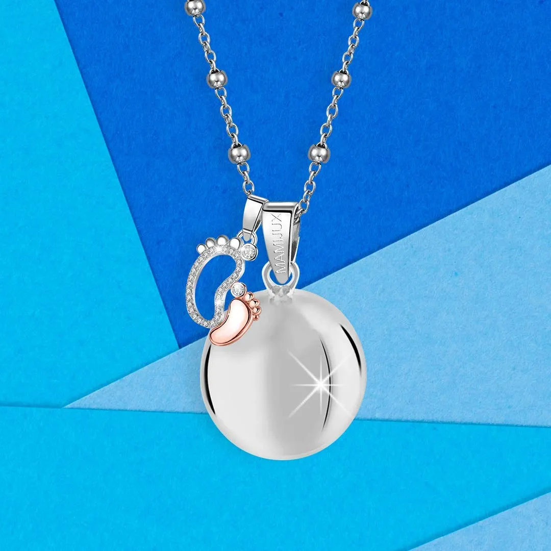 MAMIJUX Chiama Angeli Piedini Mamma Idea Regalo Gravidanza Collana Donna Richiamo degli Angeli Catenina Acciaio - immagine 3