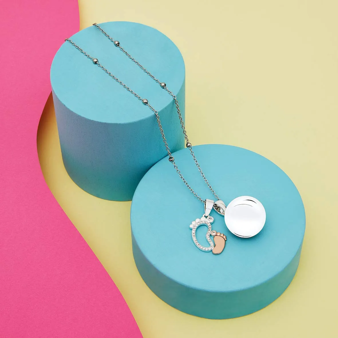MAMIJUX Chiama Angeli Piedini Mamma Idea Regalo Gravidanza Collana Donna Richiamo degli Angeli Catenina Acciaio - immagine 4