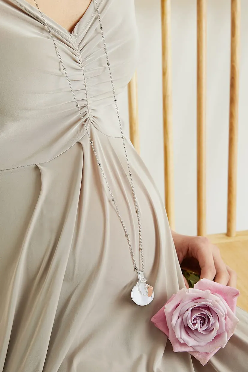 MAMIJUX Chiama Angeli Piedini Mamma Idea Regalo Gravidanza Collana Donna Richiamo degli Angeli Catenina Acciaio - immagine 6