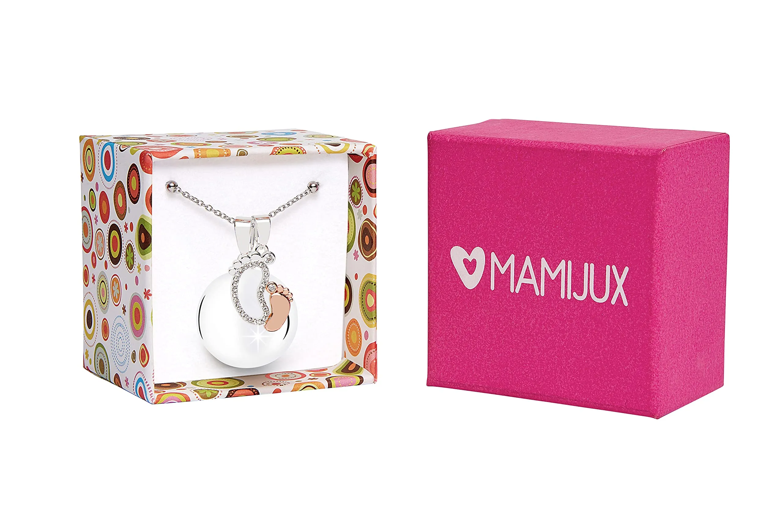 MAMIJUX Chiama Angeli Piedini Mamma Idea Regalo Gravidanza Collana Donna Richiamo degli Angeli Catenina Acciaio - immagine 7
