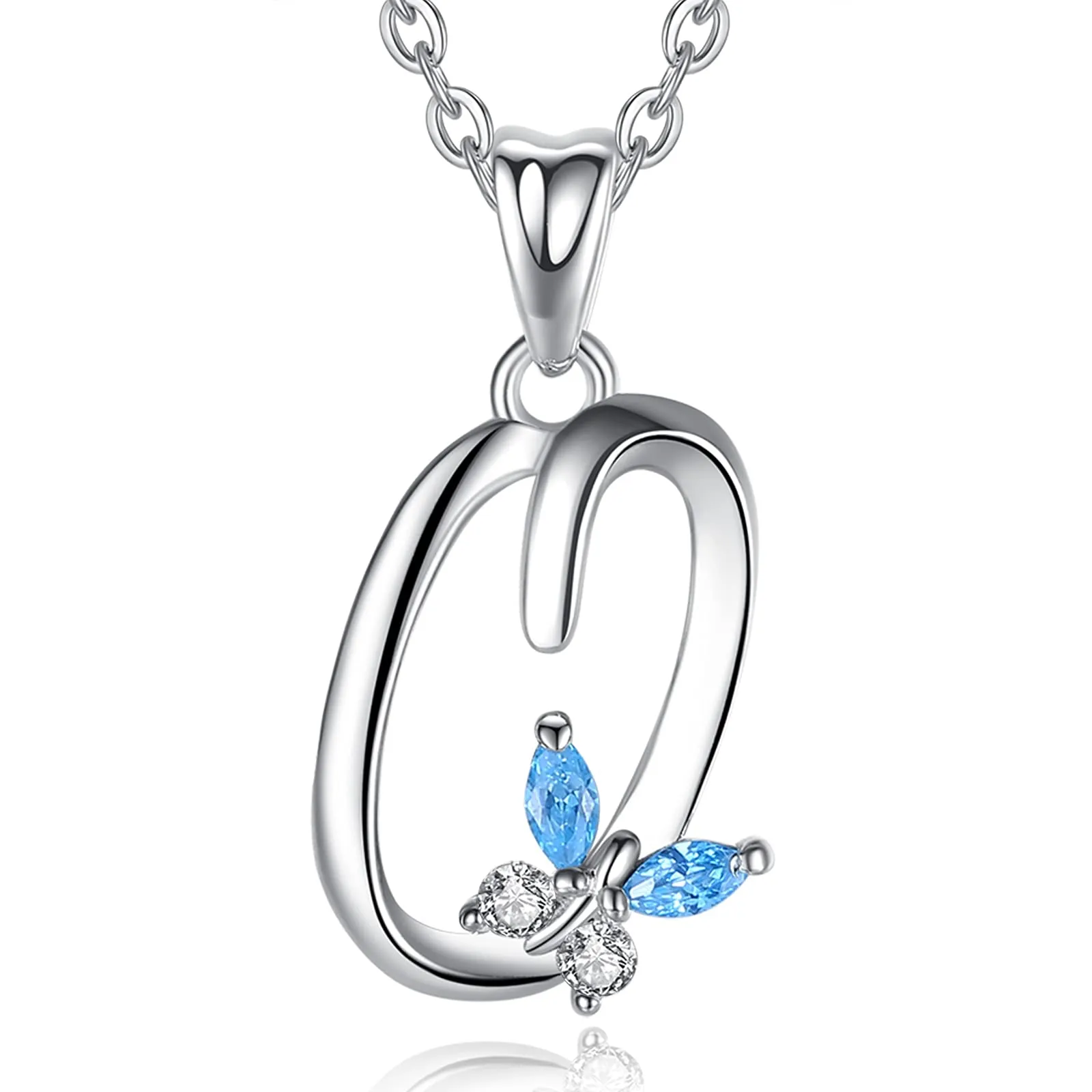 EUDORA Collana iniziale con farfalla 925 sterline d'argento 26 Alfabeto Lettera Personalizzata Collane con ciondolo Regali per Donne Ragazze bel Regalo, 45 cm - immagine 1