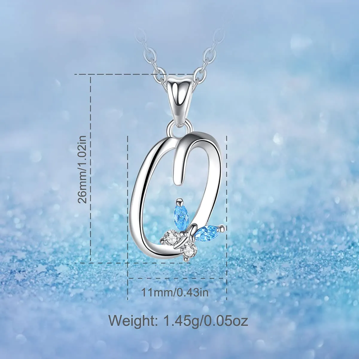 EUDORA Collana iniziale con farfalla 925 sterline d'argento 26 Alfabeto Lettera Personalizzata Collane con ciondolo Regali per Donne Ragazze bel Regalo, 45 cm - immagine 7