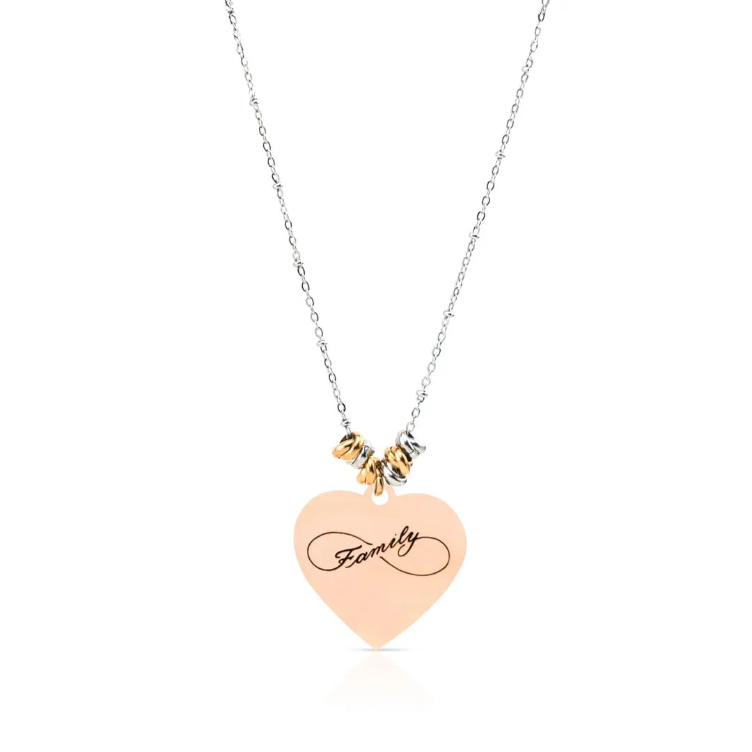 SAGA GIOIELLI® Collana Donna Quadrifoglio Albero Della Vita Family Angelo Custode Coccinella Corno Acciaio Confezione Regalo (FAMILY) - immagine 2