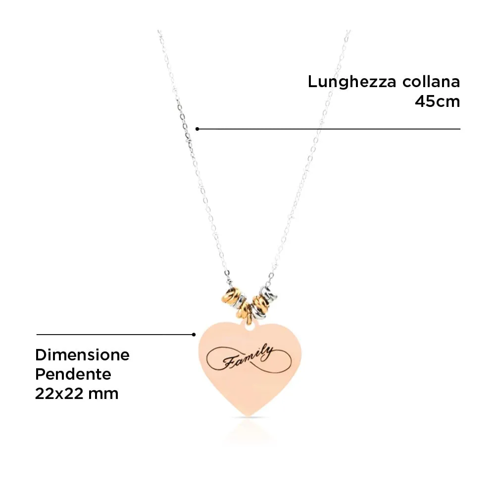 SAGA GIOIELLI® Collana Donna Quadrifoglio Albero Della Vita Family Angelo Custode Coccinella Corno Acciaio Confezione Regalo (FAMILY) - immagine 4