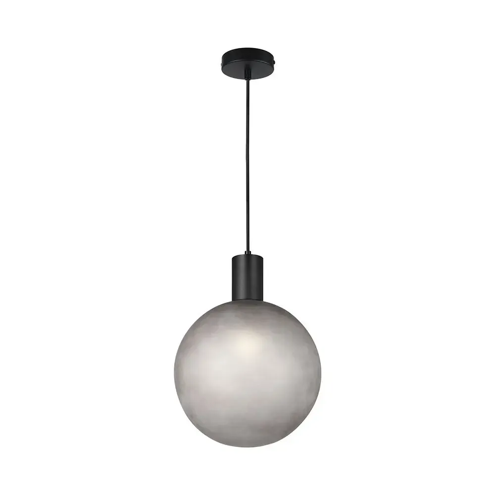 E27 Decorative Hanging Lamp (D100*H25Mm) Matt Black+Smokey Grey - immagine 1
