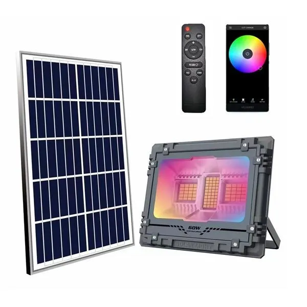 Faretto Solare Led Elbat RGB 60W - 515LM - Bluetooth - Batteria 5V/6AH - Telecomando - IP67 - immagine 1