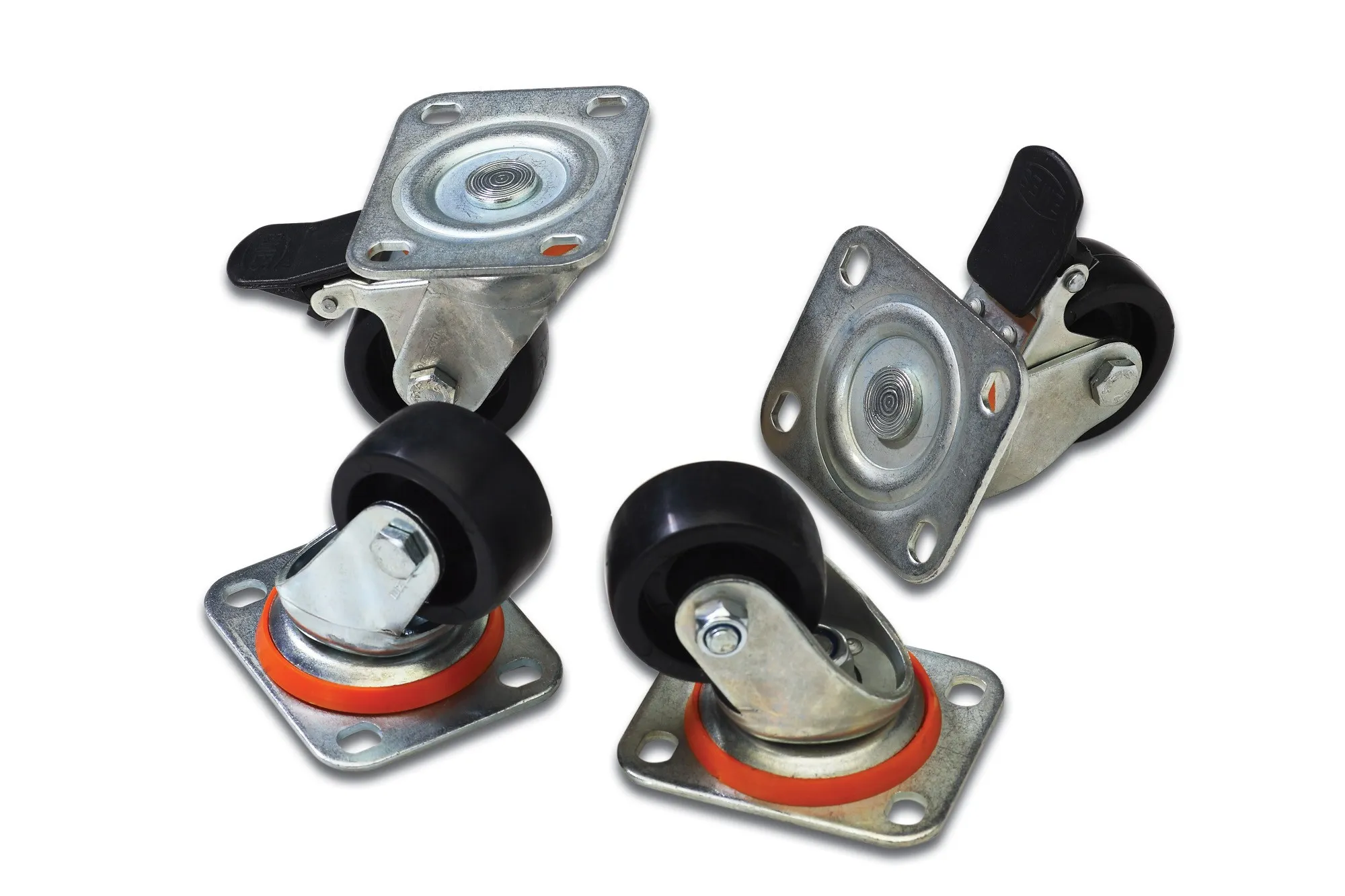 Set 4 Ruote (Due Bloccabili) Per Armadi Rack Linea Professionale Con Base - immagine 1