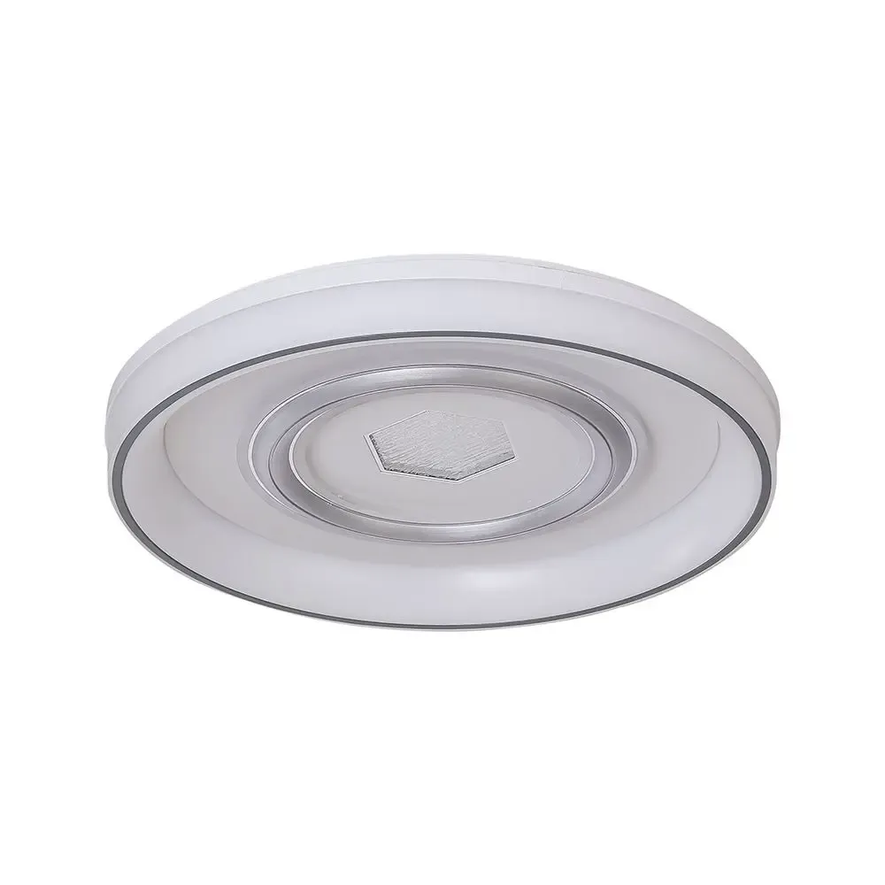 48W Led Decorative Ceiling Lamp (?485*70Mm) Cct:3In1 White With Ir Remote Control - immagine 1