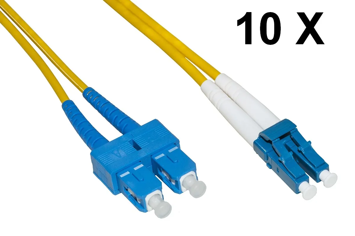 Cavo Fibra Ottica 1Mt Lc/Sc 10*Pz Monomodale Duplex Os2 9/125 Lsoh - immagine 1