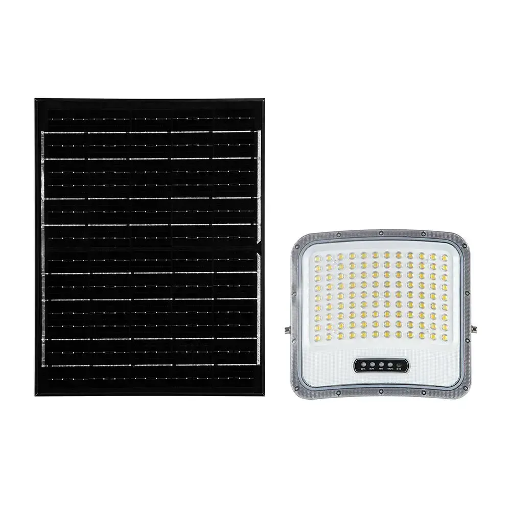 V-TAC Faro LED Solare 20W con Telecomando Cavo 5m Nero CCT Dimmerabile IP65 - immagine 1